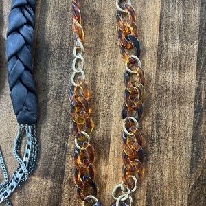Express Gold and Brown Necklace with Chain Design
